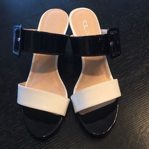 Classic Black and White Sandal Wedge